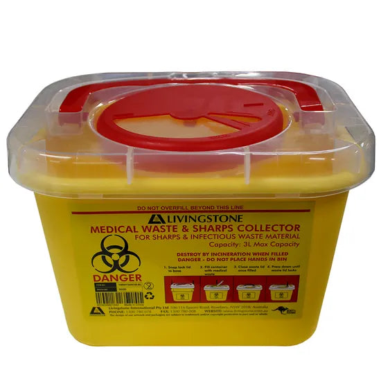 Sharps Container - Yellow, NSL, 3 L - Modern Teaching Aids NZ