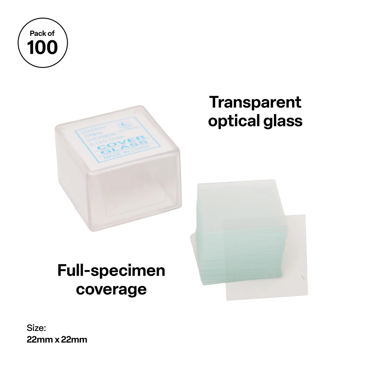 Microscope Slide Cover Glass Slips - 22 x 22 mm - Modern Teaching Aids NZ