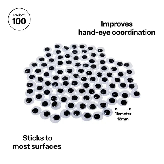 Joggle Eyes 12 mm - Pack of 100 - Modern Teaching Aids NZ