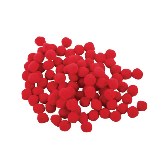 Pom Poms Red 7mm - Pack of 100 - Modern Teaching Aids NZ