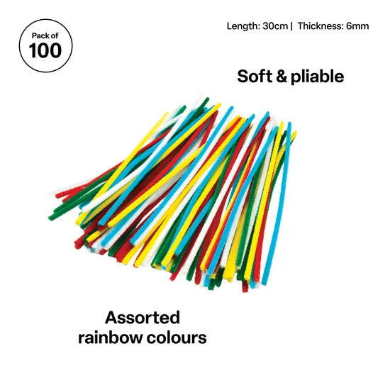 Creatistics Multicoloured Pipe Cleaners 30 cm- Pack of 100 - Modern Teaching Aids NZ