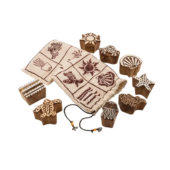 Coastal Block Print Stamps - Set of 8 - Modern Teaching Aids NZ