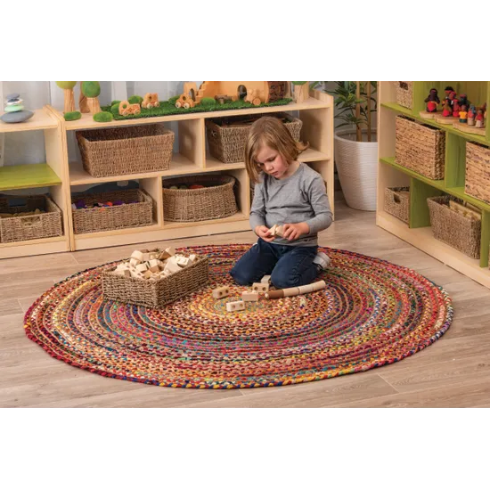 Fair Trade Chindi Woven Recycled Rug - 150 cm (dia.) - Modern Teaching Aids NZ