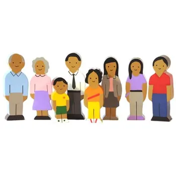 Wooden Hispanic Family Block Play - 8 pieces - Modern Teaching Aids NZ