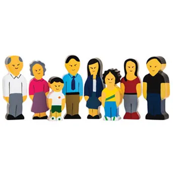 Wooden Asian Family Block Play - 8 pieces - Modern Teaching Aids NZ
