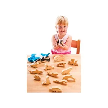 Sea Animals in Natural Wood - 16 Pieces - Modern Teaching Aids NZ