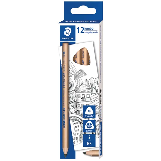 Staedtler Natural Jumbo Triangular Pencils HB - Pack of 12