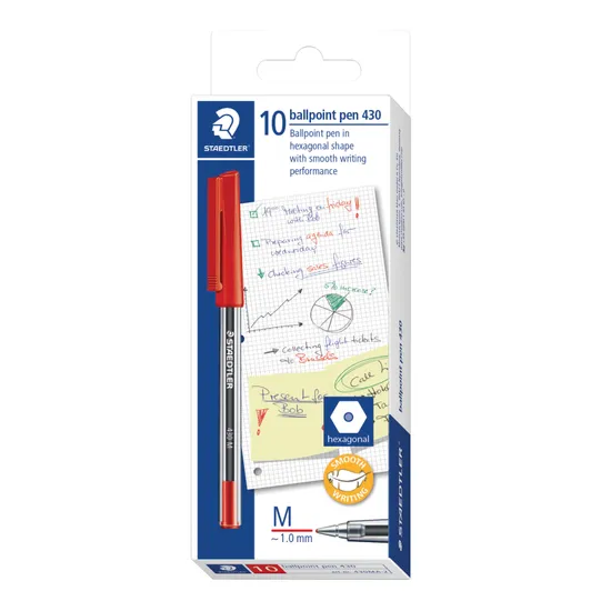 Staedtler 430 Stick Pen Medium Red Pk 10 - Modern Teaching Aids NZ