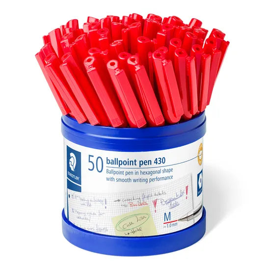Staedtler 430 Stick Pen Medium Red Cup of 50 - Modern Teaching Aids NZ