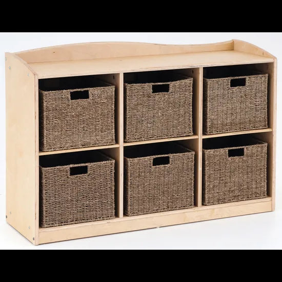 Stockholm 6 Compartment Shelf with Woven Baskets