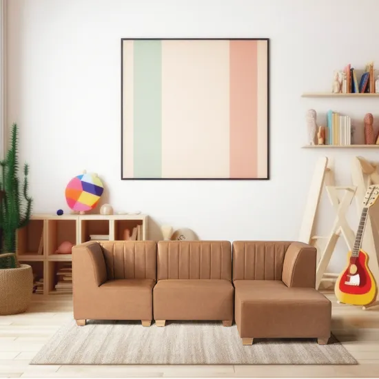 Stockholm Spaces - Childrens Modular Sofa - Tan Faux Leather - Set of 4 - Modern Teaching Aids NZ