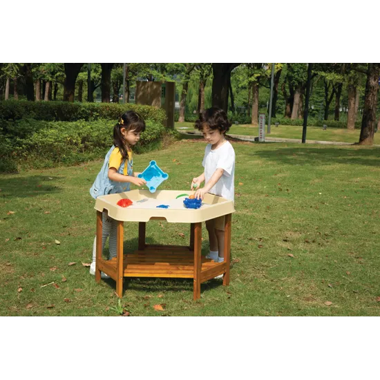 MTA Spaces - Hex Tray & Wooden Stand - Sand - Modern Teaching Aids NZ