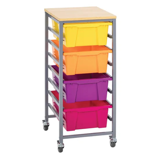 Single Tote Trolley with Sunrise Trays - Modern Teaching Aids NZ