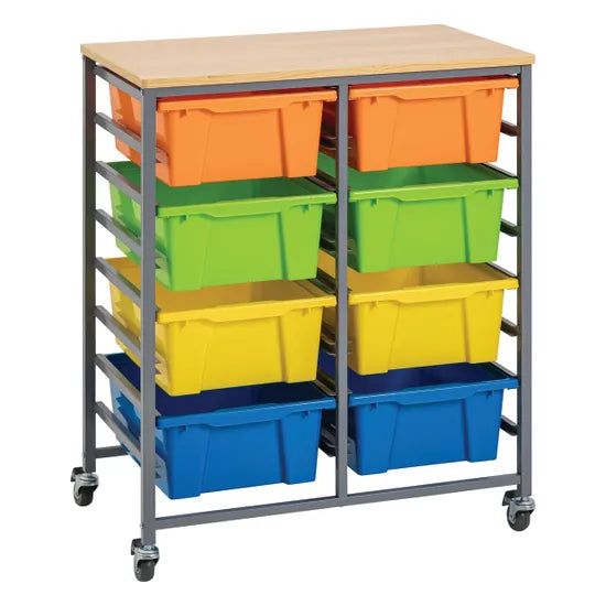 Double Tote Trolley with Bright Coloured Trays - Modern Teaching Aids NZ
