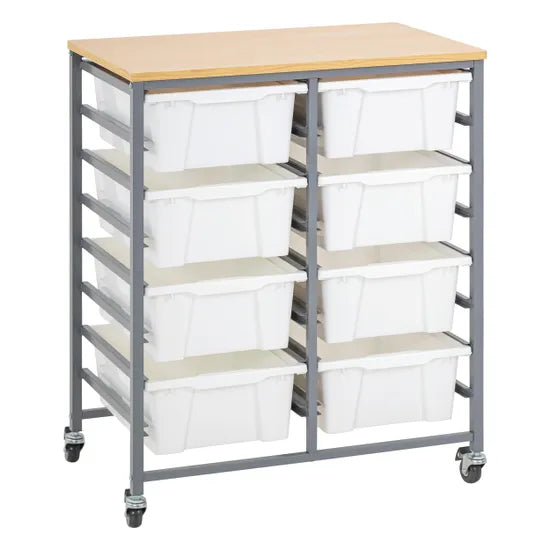 Double Tote Tray Trolley Kit White - Modern Teaching Aids NZ