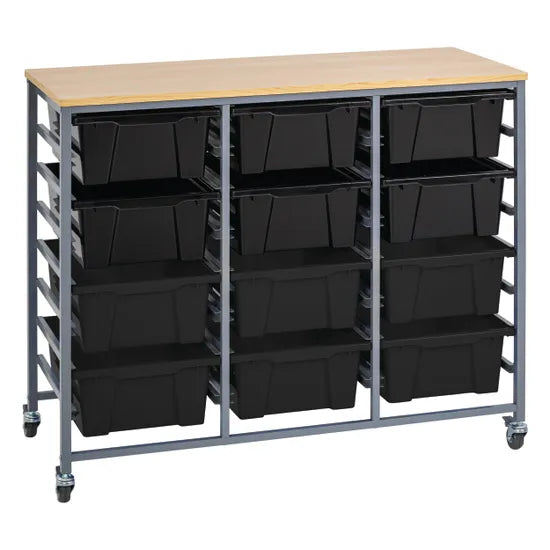 Triple Tote Trolley with Black Trays - Modern Teaching Aids NZ