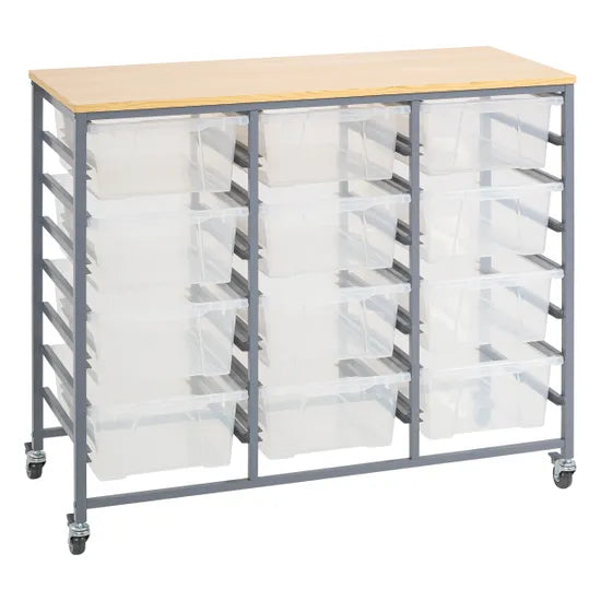 Triple Tote Trolley with Clear Trays - Modern Teaching Aids NZ