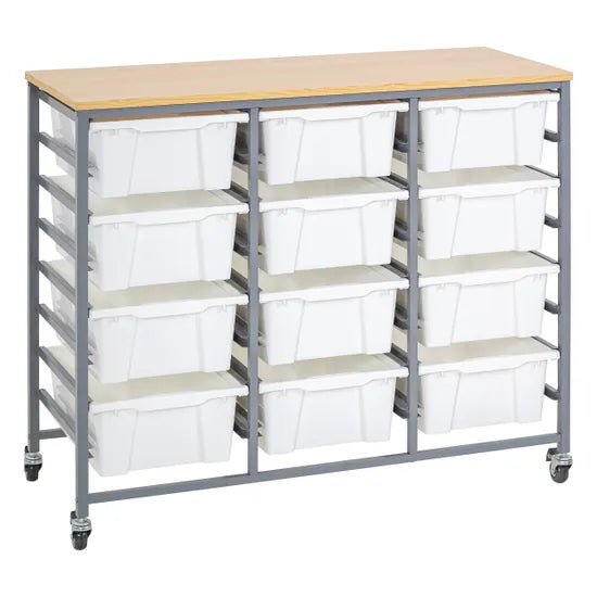 Triple Tote Trolley with White Trays - Modern Teaching Aids NZ