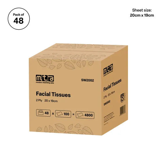 Facial Tissues 2Ply 100 Sheets - Pack of 48 - Modern Teaching Aids NZ