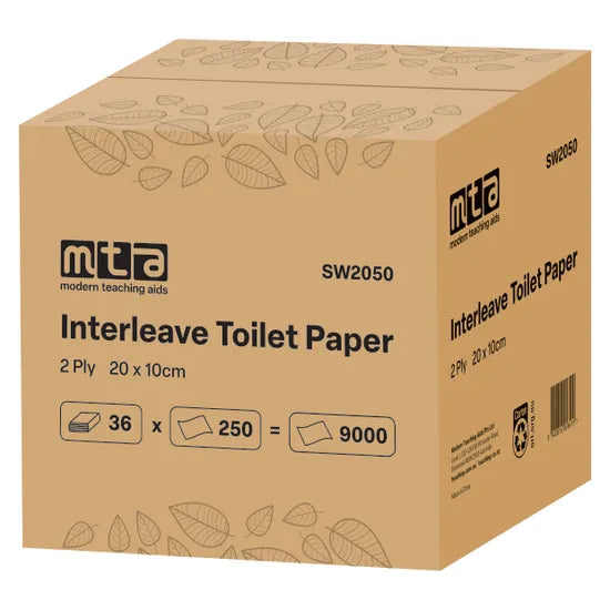 Interleave 2Ply Toilet Paper 36pks of x 250 Sheets - Modern Teaching Aids NZ