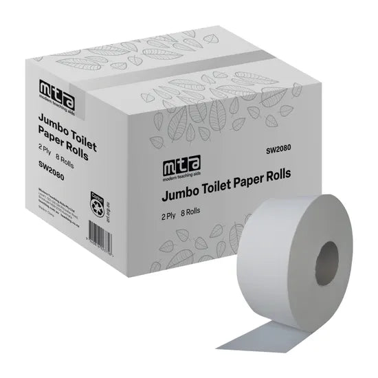 Jumbo Toilet Paper Rolls 2Ply - Pack of 8 - Modern Teaching Aids NZ