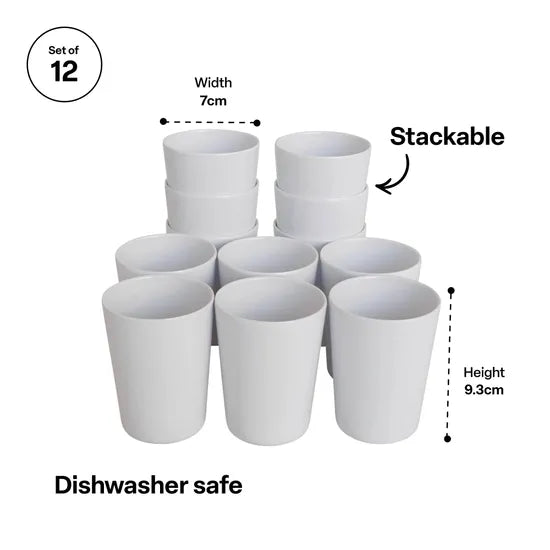 Melamine White Cups - 9cm - Set of 12 - Modern Teaching Aids NZ