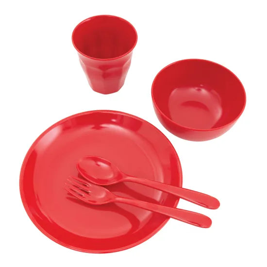 Red Melamine Dinner Set Allergy - Set of 5 - Modern Teaching Aids NZ
