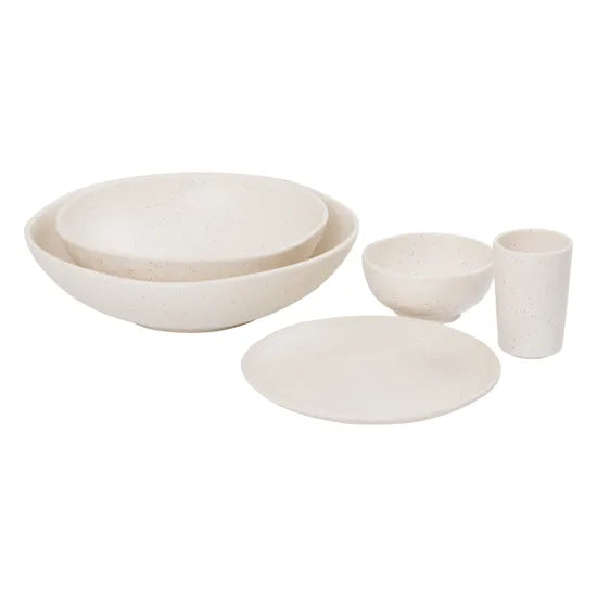 Natural White Speckle Serving Bowls - Set of 2 - Modern Teaching Aids NZ
