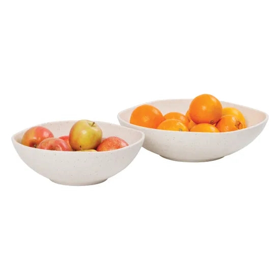 Natural White Speckle Serving Bowls - Set of 2 - Modern Teaching Aids NZ