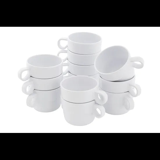 Melamine Stacking Mugs - White - 7cm - Set of 12 - Modern Teaching Aids NZ