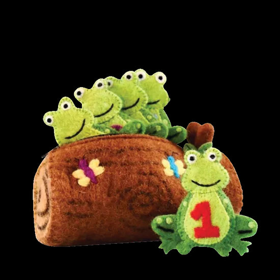 5 Little Speckled Frogs + Log Finger Puppet Set - Modern Teaching Aids NZ