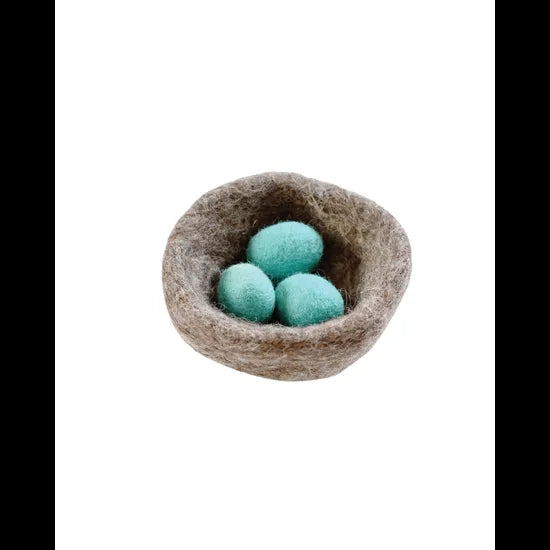 Felt Nest with 3 Blue Robin Eggs - Modern Teaching Aids NZ