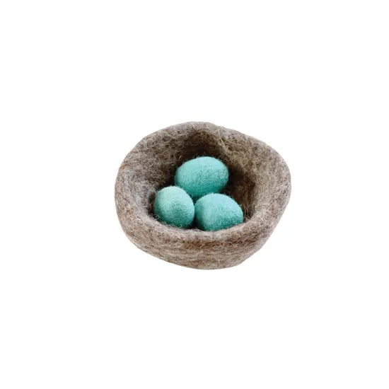 Felt Nest with 3 Blue Robin Eggs - Modern Teaching Aids NZ