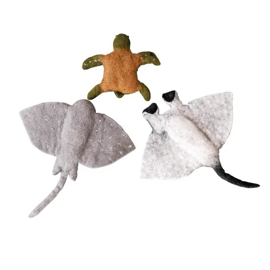 Felt Sea Reef Creatures Toys - Manta Ray, Eagle Ray and Green Sea Turtle - Modern Teaching Aids NZ
