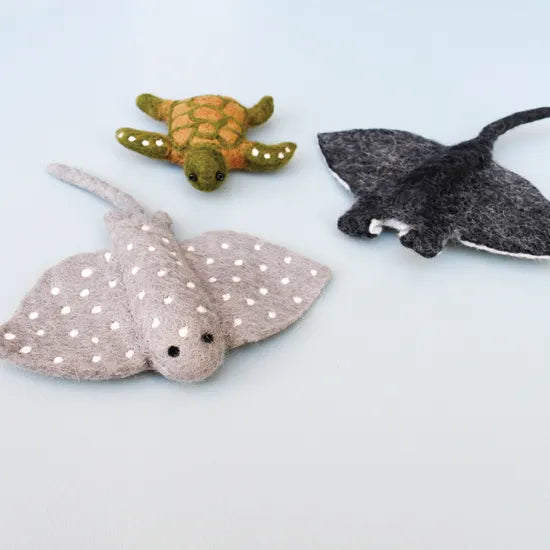 Felt Sea Reef Creatures Toys - Manta Ray, Eagle Ray and Green Sea Turtle - Modern Teaching Aids NZ