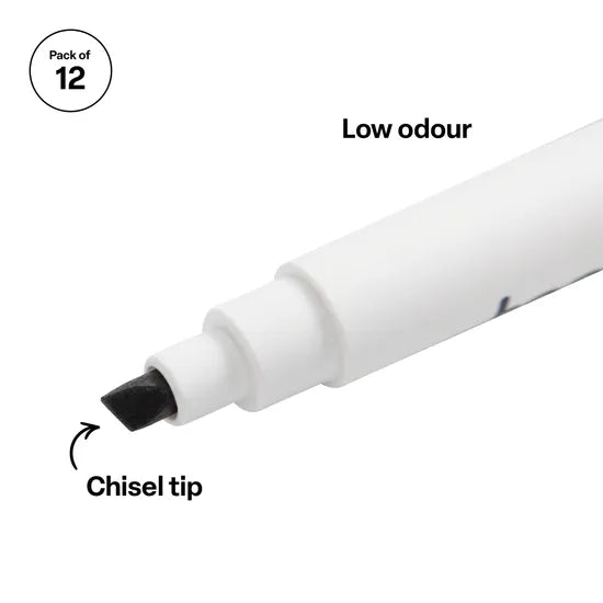 Teachables Whiteboard Markers Chisel Black - Pack of 12 - Modern Teaching Aids NZ