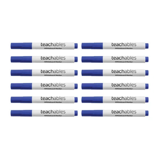 Teachables Whiteboard Markers Bullet Blue - Pack of 12 - Modern Teaching Aids NZ