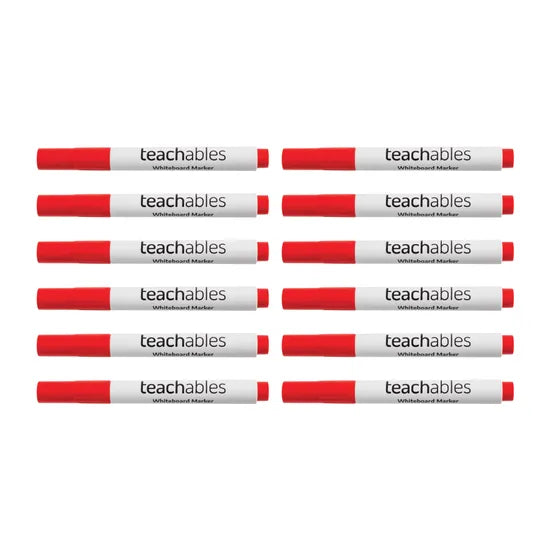 Teachables Whiteboard Markers Bullet Red - Pack of 12 - Modern Teaching Aids NZ