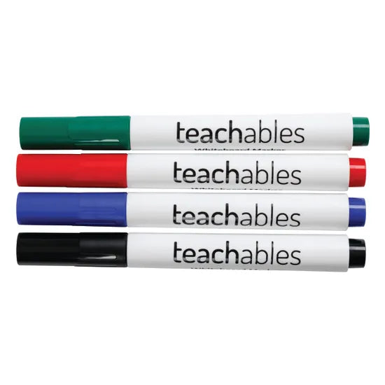 Teachables Whiteboard Markers Bullet Asst - Pack of 4 - Modern Teaching Aids NZ