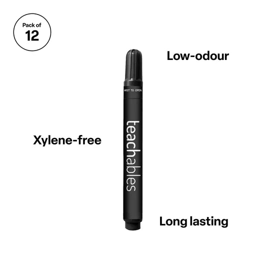 Teachables Permanent Marker Bullet Tip Black PK12 - Modern Teaching Aids NZ