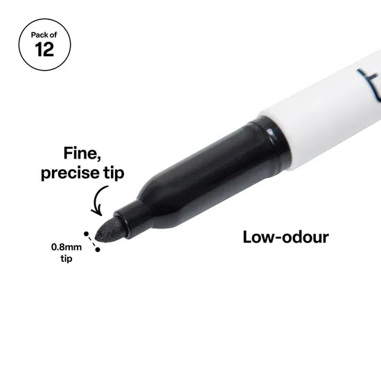 Teachables Whiteboard Markers Thinline Black - Pack of 12 - Modern Teaching Aids NZ