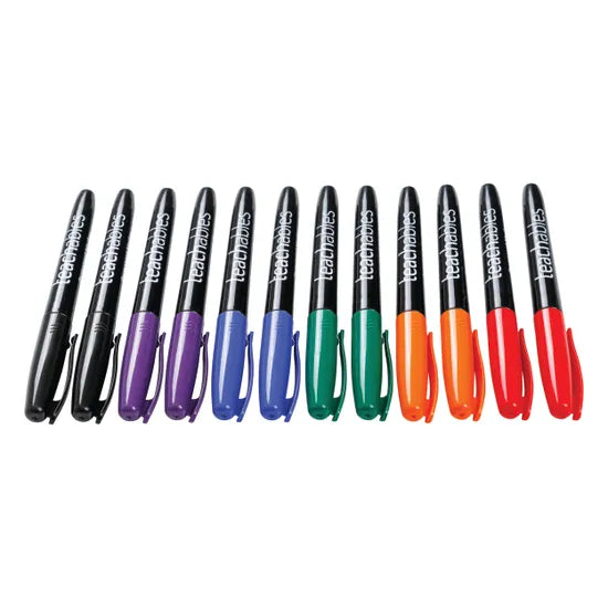 Teachables Thinline Permanent Markers Asrtd PK12 - Modern Teaching Aids NZ