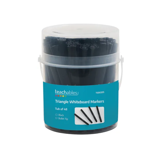 Teachables Whiteboard Markers Triangle Black - Pack of 48 - Modern Teaching Aids NZ