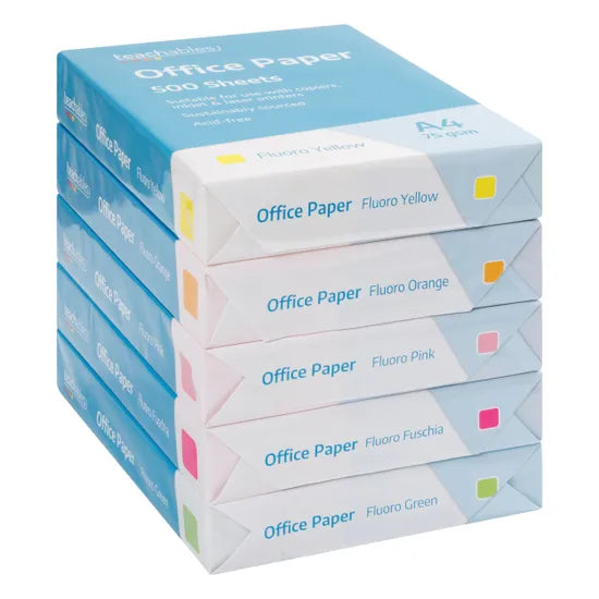 Office Paper A4 Fluoro Yellow- Pack of 500 - Modern Teaching Aids NZ