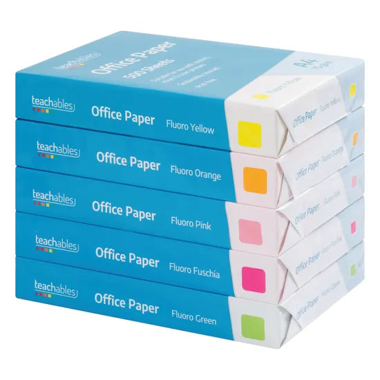Office Paper A4 Fluoro Yellow- Pack of 500 - Modern Teaching Aids NZ
