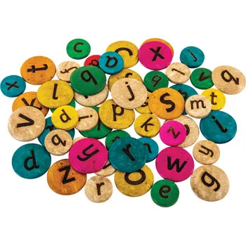 Teachables Lower and Uppercase Coconut Alphabet Discs - Modern Teaching Aids NZ