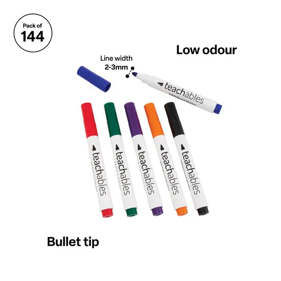 Teachables Whiteboard Markers Bullet Asst - Pack of 144 - Modern Teaching Aids NZ