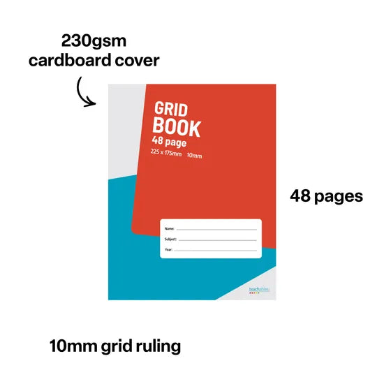 Teachables Exercise Book 225 x 175 mm 10 mm Grid 48p - Modern Teaching Aids NZ