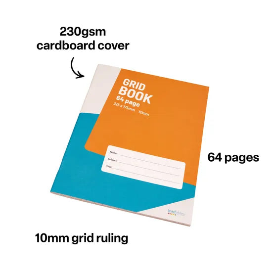 Teachables Exercise Book 225 x 175 mm 10 mm Grid 64p - Modern Teaching Aids NZ