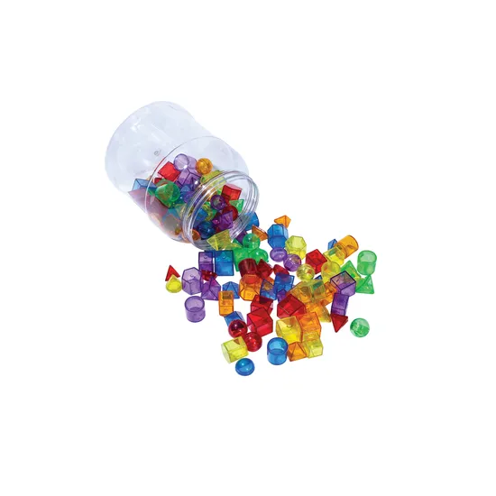 Teachables Translucent Geometric Shapes in Jar - Set of 120 Pieces - Modern Teaching Aids NZ